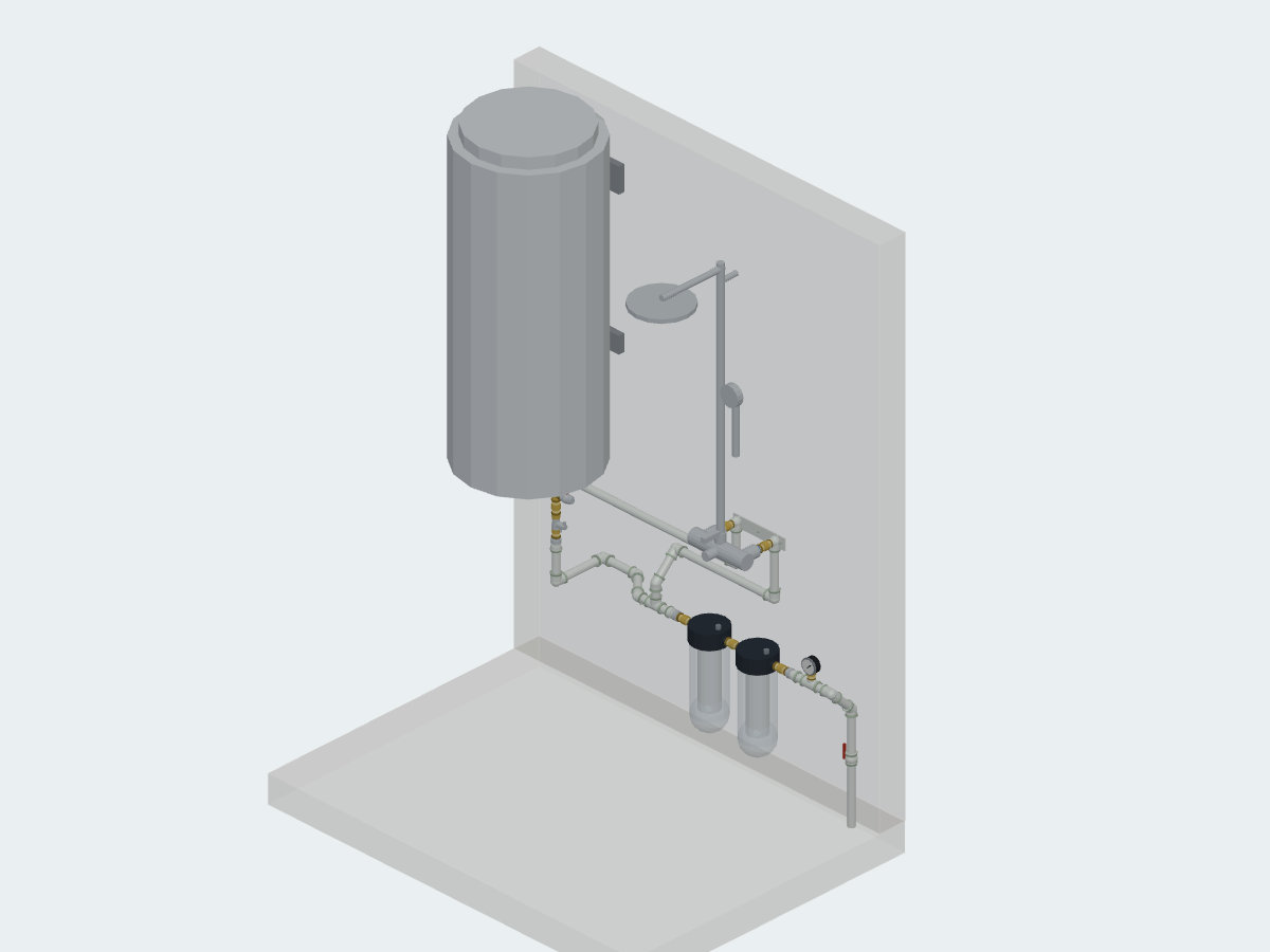 Water piping layout for a bathhouse v2